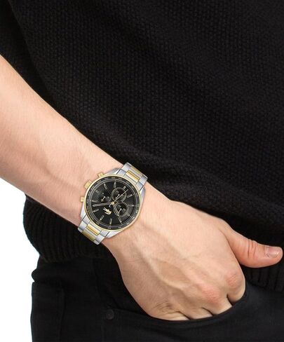 Lacoste Boston Men's Chrono Stainless Steel and Leather Strap Casual Watch, Color: Black (Model: 2011109) in Saudi Arabia