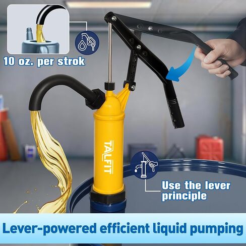 Lever Action Barrel Pump,55 Gallon Drum Pump, For Fuels, Chemicals, Corrosive Liquids, Water Based Fluids, Fits 5 to 55 Gallon Drums & Barrels (Reinforced PP - High Corrosion Resistance) in Kuwait