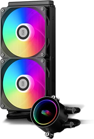 PCCooler CPS DA240 ARGB AIO CILLER COWNER ، 240 مم بارد وحدة المعالجة المركزية مع مراوح ARGB مزدوجة ، سرعة مضخة عالية الأداء 3000 دورة في الدقيقة ، وفعالية 240 مم AIO مبرد لألعاب الكمبيوتر الأبيض in Kuwait