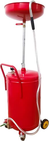 20 Gallon Portable Waste Oil Drain, Air Operated Industrial Fluid Drain Tank with Wheel, Adjustable Funnel Height, Red in Saudi Arabia
