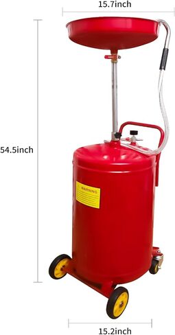 20 Gallon Portable Waste Oil Drain, Air Operated Industrial Fluid Drain Tank with Wheel, Adjustable Funnel Height, Red in Saudi Arabia