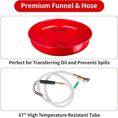 20 Gallon Portable Waste Oil Drain, Air Operated Industrial Fluid Drain Tank with Wheel, Adjustable Funnel Height, Red in Saudi Arabia