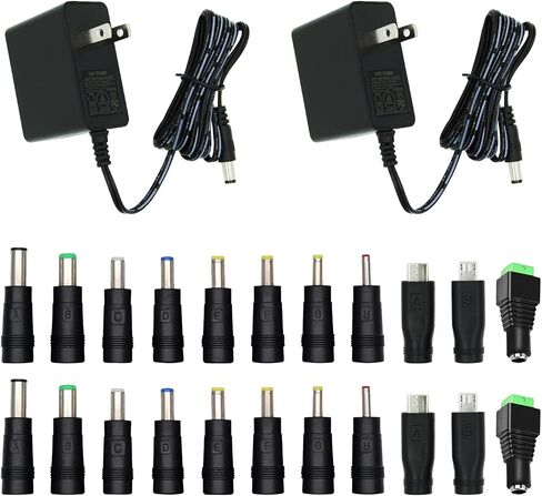 محول 5V 2A AC AC ACCRAGER 10W محول AC/DC Universal 100-240V AC إلى محول سلك الطاقة DC 5V مع 11 مقبس قابلة للتبديل لكاميرا USB Hub TV Box Router وأكثر (حزمة واحدة) in Kuwait