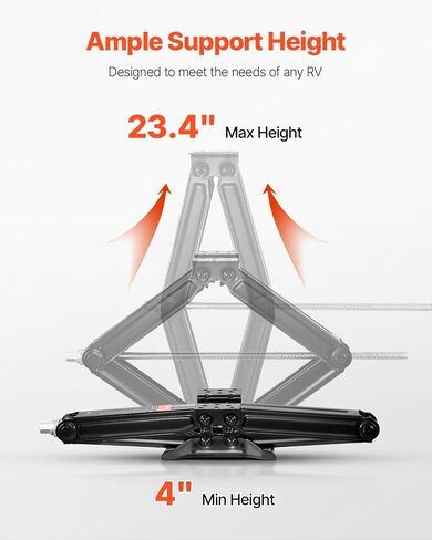VEVOR 5000 lbs RV Scissor Jacks, 4-23.4 in RV Stabilizer Leveling Scissor Jacks, Set of 4, Heavy Duty Stabilizer Jack with Crank Handle, Socket and Bubble Levels, Not Easily Bent or Deformed in Saudi Arabia