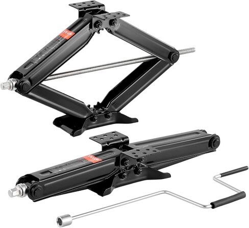 VEVOR 5000 lbs RV Scissor Jacks, 4-23.4 in RV Stabilizer Leveling Scissor Jacks, Set of 4, Heavy Duty Stabilizer Jack with Crank Handle, Socket and Bubble Levels, Not Easily Bent or Deformed in Saudi Arabia