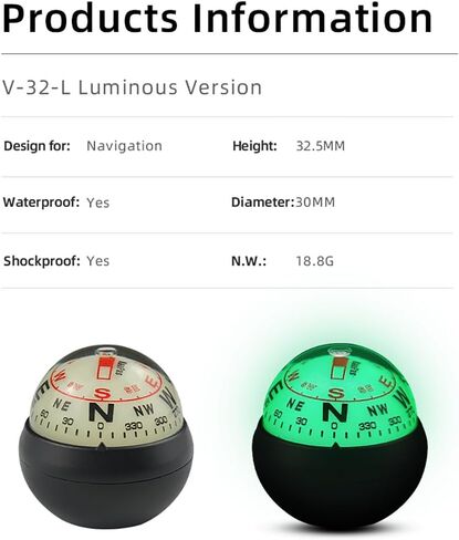 KanPas Dashboard Compass Ball with Double Dials for Cars Boats in Kuwait