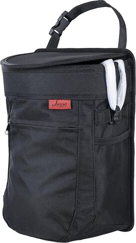 Lusso Gear Spill-Proof Car Trash Can 2.5 Gallon - Easy-to-Clean Hanging Garbage Bin - Leak-Proof Lid, Removable Liner, Waterproof - Keep Car, SUV, Truck, Minivan Odor-Free - Black - Truck Accessories in Saudi Arabia