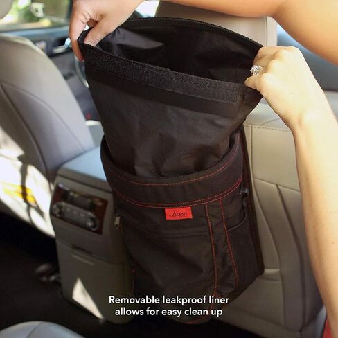 Lusso Gear Spill-Proof Car Trash Can 2.5 Gallon - Easy-to-Clean Hanging Garbage Bin - Leak-Proof Lid, Removable Liner, Waterproof - Keep Car, SUV, Truck, Minivan Odor-Free - Black - Truck Accessories in Saudi Arabia