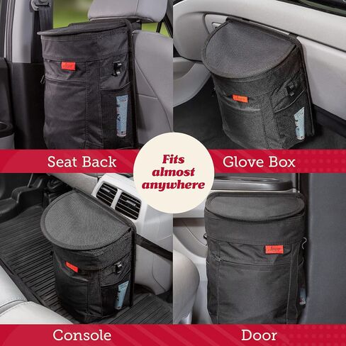 Lusso Gear Spill-Proof Car Trash Can 2.5 Gallon - Easy-to-Clean Hanging Garbage Bin - Leak-Proof Lid, Removable Liner, Waterproof - Keep Car, SUV, Truck, Minivan Odor-Free - Black - Truck Accessories in Saudi Arabia