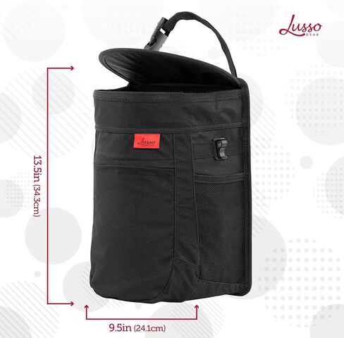 Lusso Gear Spill-Proof Car Trash Can 2.5 Gallon - Easy-to-Clean Hanging Garbage Bin - Leak-Proof Lid, Removable Liner, Waterproof - Keep Car, SUV, Truck, Minivan Odor-Free - Black - Truck Accessories in Saudi Arabia