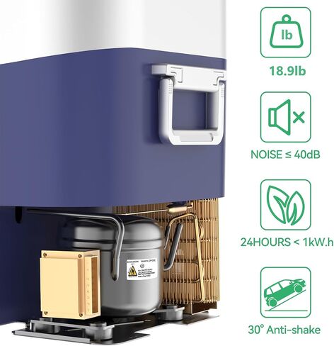 Car Refrigerator Portable Car Fridge 12V Refrigerator 23 Quart (22 Liter) Freezer Compressor Cooler 12V/24V DC 110～240 V AC for Outdoor Camping Travel Home Use -18℃~+15℃ (Blue) in Saudi Arabia