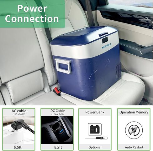 Car Refrigerator Portable Car Fridge 12V Refrigerator 23 Quart (22 Liter) Freezer Compressor Cooler 12V/24V DC 110～240 V AC for Outdoor Camping Travel Home Use -18℃~+15℃ (Blue) in Saudi Arabia