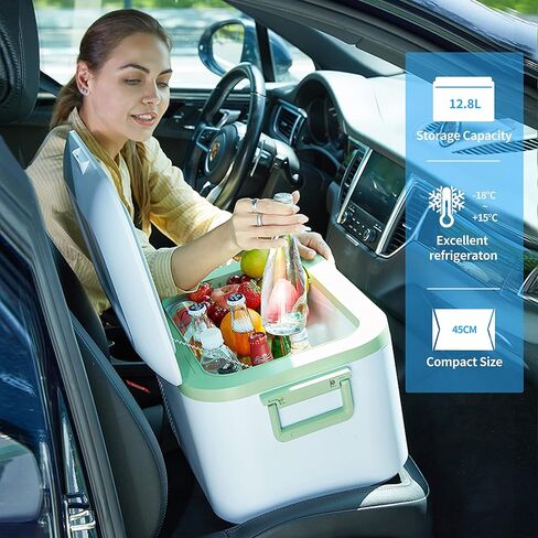 Car Refrigerator Portable Car Fridge 12V Refrigerator 23 Quart (22 Liter) Freezer Compressor Cooler 12V/24V DC 110～240 V AC for Outdoor Camping Travel Home Use -18℃~+15℃ (Blue) in Saudi Arabia
