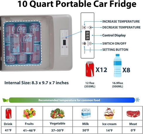 ALPICOOL C9PT PORTABLE CAR FREEDZER COOLER ، 12 فولت ثلاجة للسيارات ، 10 كوارت تبريد سريع ، مع 12/24V DC و 100-240V AC للهجرة الخارجية ، التخييم ، RV ، شاحنة (Black & Gray) in Kuwait