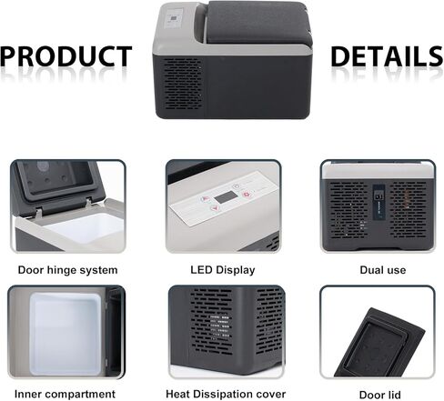 ALPICOOL C9PT PORTABLE CAR FREEDZER COOLER ، 12 فولت ثلاجة للسيارات ، 10 كوارت تبريد سريع ، مع 12/24V DC و 100-240V AC للهجرة الخارجية ، التخييم ، RV ، شاحنة (Black & Gray) in Kuwait