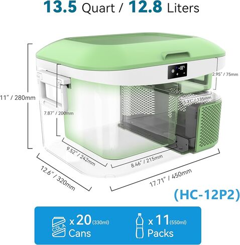 Car Refrigerator Portable Car Fridge 12V Refrigerator 23 Quart (22 Liter) Freezer Compressor Cooler 12V/24V DC 110～240 V AC for Outdoor Camping Travel Home Use -18℃~+15℃ (Blue) in Kuwait