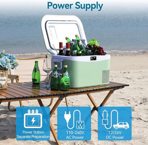 Car Refrigerator Portable Car Fridge 12V Refrigerator 23 Quart (22 Liter) Freezer Compressor Cooler 12V/24V DC 110～240 V AC for Outdoor Camping Travel Home Use -18℃~+15℃ (Blue) in Kuwait