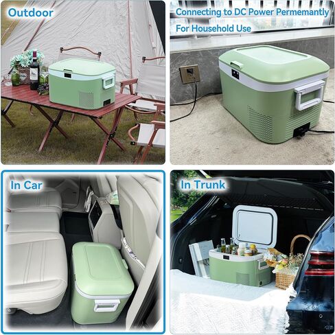 Car Refrigerator Portable Car Fridge 12V Refrigerator 23 Quart (22 Liter) Freezer Compressor Cooler 12V/24V DC 110～240 V AC for Outdoor Camping Travel Home Use -18℃~+15℃ (Blue) in Kuwait