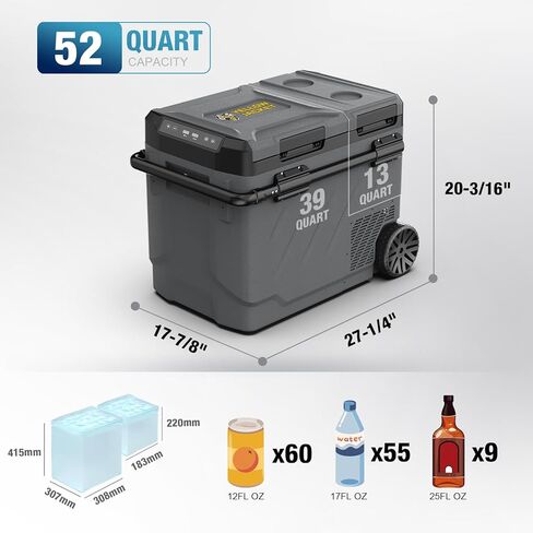 YELLOW JACKET 12 Volt Car Refrigerator, 16 Quart Electric Cooler, Portable Car Fridge for Outdoor Camping Travel, 12V/24V DC 110~240 Volt AC Refrigerator for Truck RV Home Office,-4℉-68℉ in Saudi Arabia