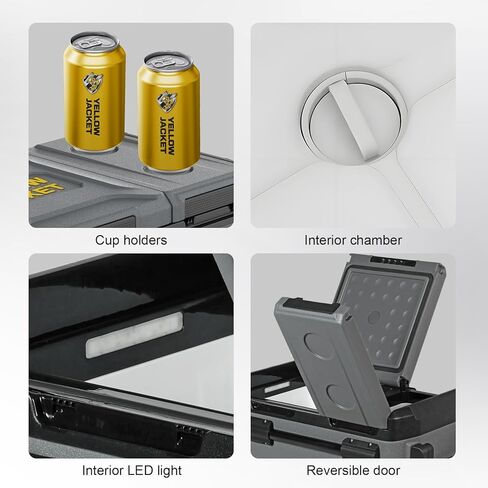 YELLOW JACKET 12 Volt Car Refrigerator, 16 Quart Electric Cooler, Portable Car Fridge for Outdoor Camping Travel, 12V/24V DC 110~240 Volt AC Refrigerator for Truck RV Home Office,-4℉-68℉ in Saudi Arabia