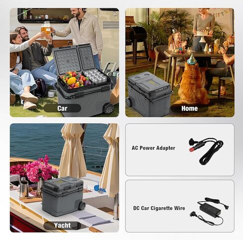YELLOW JACKET 12 Volt Car Refrigerator, 16 Quart Electric Cooler, Portable Car Fridge for Outdoor Camping Travel, 12V/24V DC 110~240 Volt AC Refrigerator for Truck RV Home Office,-4℉-68℉ in Saudi Arabia