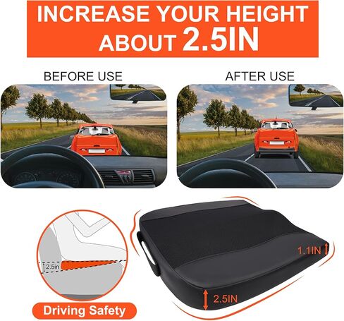 Car Seat Cushion, Comfort Memory Foam Car Cushions for Driving - Sciatica & Lower Back Pain Relief, Driver Seat Pillow for Auto, Office Chair, Wheelchair - Black in Saudi Arabia