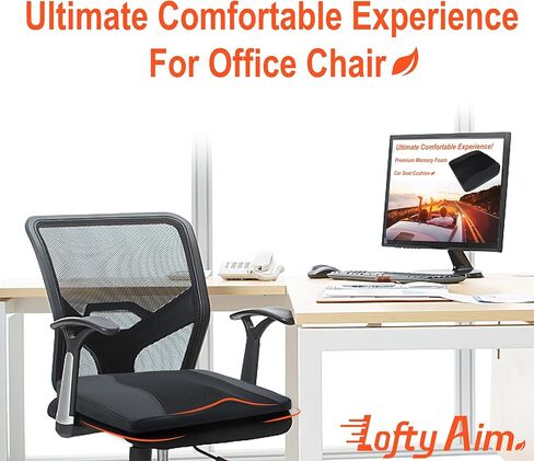 Car Seat Cushion, Comfort Memory Foam Car Cushions for Driving - Sciatica & Lower Back Pain Relief, Driver Seat Pillow for Auto, Office Chair, Wheelchair - Black in Saudi Arabia