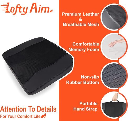 Car Seat Cushion, Comfort Memory Foam Car Cushions for Driving - Sciatica & Lower Back Pain Relief, Driver Seat Pillow for Auto, Office Chair, Wheelchair - Black in Saudi Arabia