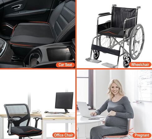 Car Seat Cushion, Comfort Memory Foam Car Cushions for Driving - Sciatica & Lower Back Pain Relief, Driver Seat Pillow for Auto, Office Chair, Wheelchair - Black in Saudi Arabia