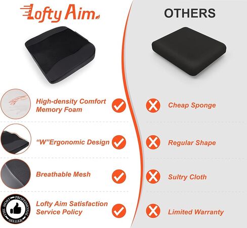 Car Seat Cushion, Comfort Memory Foam Car Cushions for Driving - Sciatica & Lower Back Pain Relief, Driver Seat Pillow for Auto, Office Chair, Wheelchair - Black in Saudi Arabia