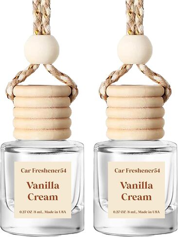 HoogaLife Car Air Freshener Diffuser 2 Pack Hanging Air Freshener Diffuser - Vanilla Cream Fragrance Oil Air D iffuser for Car, 45+ Days Long Lasting Fragrance Made in USA C ar Air Fresheners in Saudi Arabia