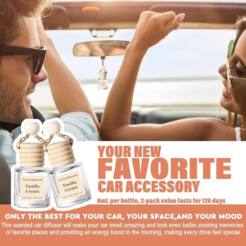 HoogaLife Car Air Freshener Diffuser 2 Pack Hanging Air Freshener Diffuser - Vanilla Cream Fragrance Oil Air D iffuser for Car, 45+ Days Long Lasting Fragrance Made in USA C ar Air Fresheners in Saudi Arabia