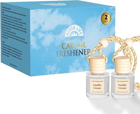 HoogaLife Car Air Freshener Diffuser 2 Pack Hanging Air Freshener Diffuser - Vanilla Cream Fragrance Oil Air D iffuser for Car, 45+ Days Long Lasting Fragrance Made in USA C ar Air Fresheners in Saudi Arabia