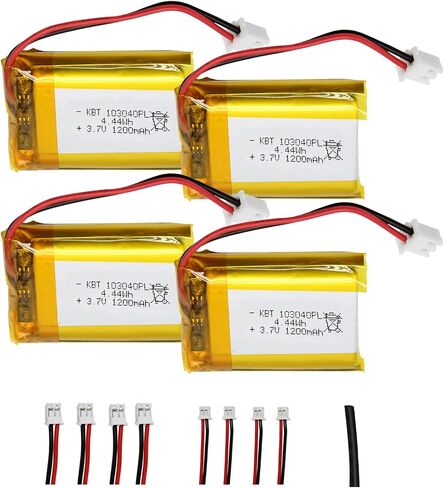 KBT 3.7V 1200mAh Li-Polymer بطارية: 103040 Lipo Lipo القابلة لإعادة الشحن بطاريات استبدال ليثيوم أيون مع لوحة JST 2.54 AR Duino Nodemcu ESP32 Development Board Raspberry PI in Saudi Arabia