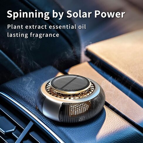 Smart Car Air Freshener Diffuser,Solar Powered Rotating Aroma Diffuser For Vehicle,Car Accessories,Automotive Aromatherapy Ornament(Black,Cologne) in Kuwait