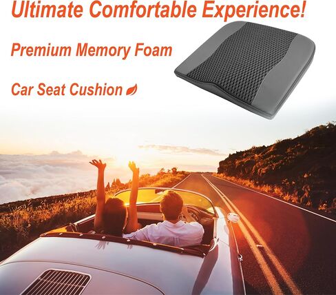 Car Seat Cushion, Comfort Memory Foam Car Cushions for Driving - Sciatica & Lower Back Pain Relief, Driver Seat Pillow for Auto, Office Chair, Wheelchair - Black in Kuwait