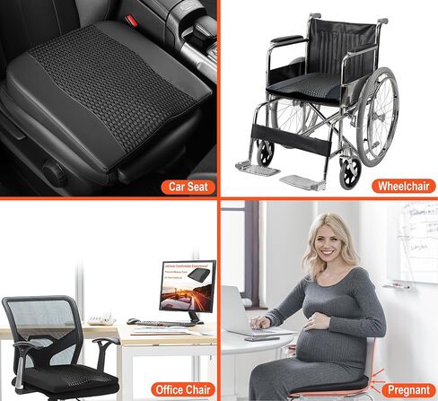 Car Seat Cushion, Comfort Memory Foam Car Cushions for Driving - Sciatica & Lower Back Pain Relief, Driver Seat Pillow for Auto, Office Chair, Wheelchair - Black in Kuwait