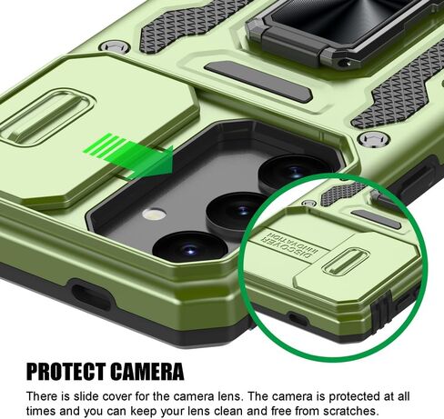 for Samsung Galaxy S25 Plus Case [Not for S25], Shockproof Phone Case & Sliding Camera Cover & Ring Holder Kickstand with Soft TPU Screen Protector [Black] in Kuwait
