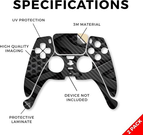 ألياف الكربون الجلد متوافق مع PlayStation 5 PS5 Controller (2 Pack) - White Freesia - Premium 3M Vinyl Protction Wrap Cover - من السهل تطبيق | مصنوع في الولايات المتحدة الأمريكية من قبل Mayyskins in Kuwait