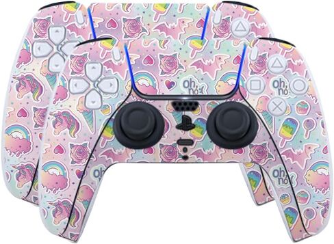 ألياف الكربون الجلد متوافق مع PlayStation 5 PS5 Controller (2 Pack) - White Freesia - Premium 3M Vinyl Protction Wrap Cover - من السهل تطبيق | مصنوع في الولايات المتحدة الأمريكية من قبل Mayyskins in Kuwait