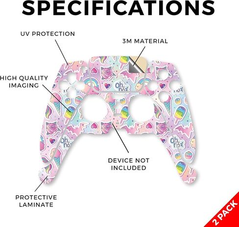 ألياف الكربون الجلد متوافق مع PlayStation 5 PS5 Controller (2 Pack) - White Freesia - Premium 3M Vinyl Protction Wrap Cover - من السهل تطبيق | مصنوع في الولايات المتحدة الأمريكية من قبل Mayyskins in Kuwait