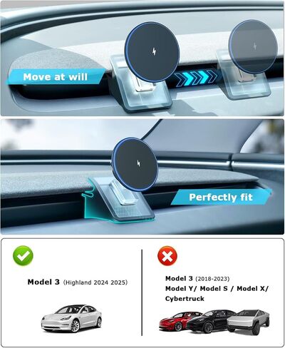 Phone Mount for Tesla Model 3 Highland 2024 2025, Magnetic Phone Holder for Tesla Model 3 Accessories 2024 2025, Easy Installation for MagSafe, Compatible with iPhone 16 15 14 13 12 Series in Saudi Arabia