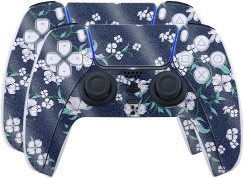 ألياف الكربون الجلد متوافق مع PlayStation 5 PS5 Controller (2 Pack) - White Freesia - Premium 3M Vinyl Protction Wrap Cover - من السهل تطبيق | مصنوع في الولايات المتحدة الأمريكية من قبل Mayyskins in Kuwait
