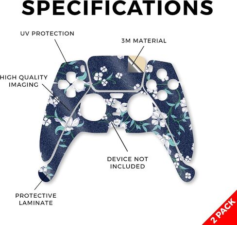 ألياف الكربون الجلد متوافق مع PlayStation 5 PS5 Controller (2 Pack) - White Freesia - Premium 3M Vinyl Protction Wrap Cover - من السهل تطبيق | مصنوع في الولايات المتحدة الأمريكية من قبل Mayyskins in Kuwait