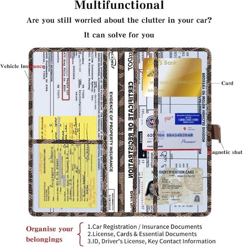 2Pack Leather Car Registration and Insurance Card Holder, Car Document Holder for Cards License with Magnetic Shut (Black) in Kuwait
