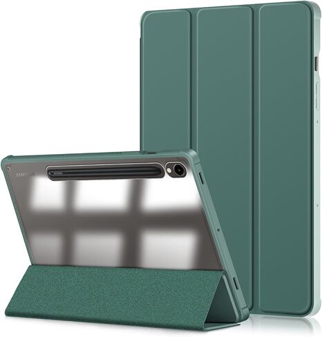 علبة Samsung Galaxy Tab S9 11 بوصة 2023 ، غطاء Slim Drop Protection Tri-Fold مع ظهور شفاف الصلبة وغطاء ذكي قلم مع Wake/Sleep Dark ، Blue Dark in Kuwait