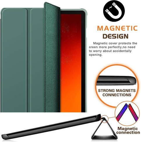 علبة Samsung Galaxy Tab S9 11 بوصة 2023 ، غطاء Slim Drop Protection Tri-Fold مع ظهور شفاف الصلبة وغطاء ذكي قلم مع Wake/Sleep Dark ، Blue Dark in Kuwait