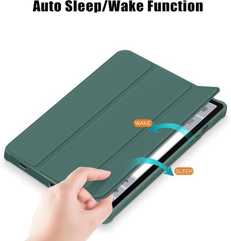 علبة Samsung Galaxy Tab S9 11 بوصة 2023 ، غطاء Slim Drop Protection Tri-Fold مع ظهور شفاف الصلبة وغطاء ذكي قلم مع Wake/Sleep Dark ، Blue Dark in Kuwait