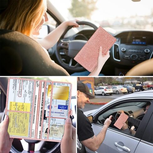 2Pack Leather Car Registration and Insurance Card Holder, Car Document Holder for Cards License with Magnetic Shut (Black) in Kuwait