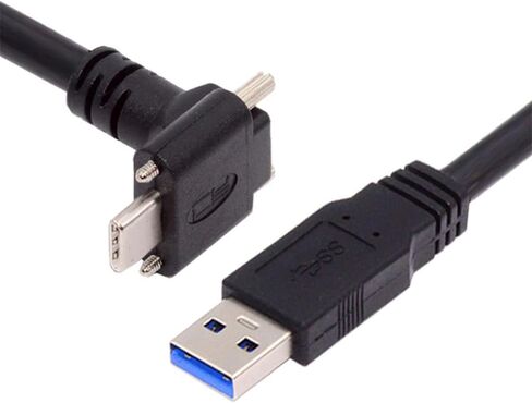 JSER Down Up Angled USB 3.1 Type-C Dual Screw Locking to Standard USB3.0 Data Cable 90 Degree Compatible for Camera (3.0M) in Kuwait